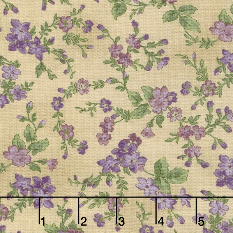Aubergine - Trailing Flowers Antique Yardage