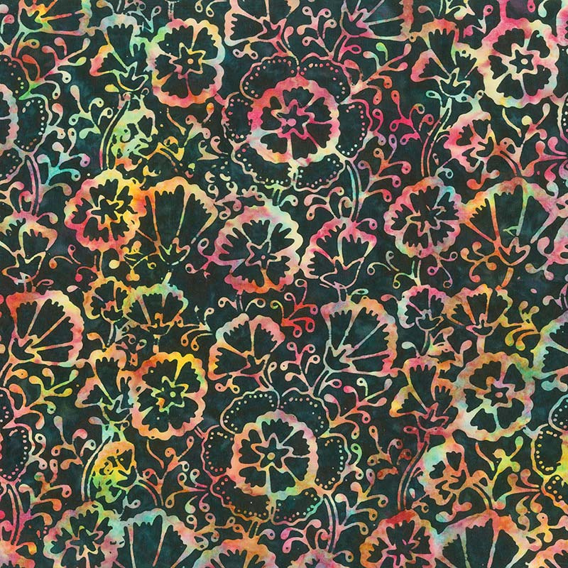 Tonga Batiks - Jump Midnight Spring Floral Yardage
