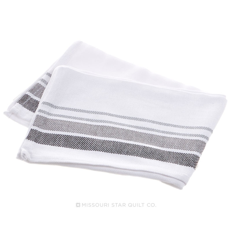 Tea Towel Stripe Border White/Grey Studio E