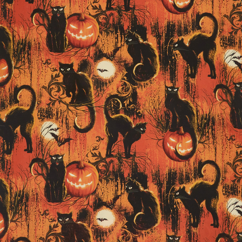 Wicked Hot - Black Cats Fire Yardage