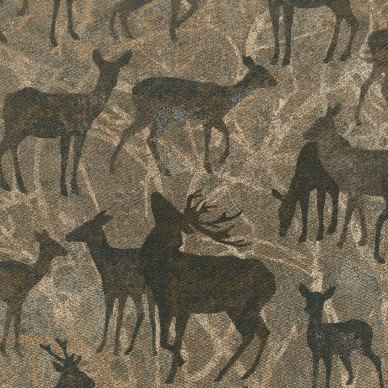 Stonehenge Deerhurst - Large Deer on Branches Slate Yardage