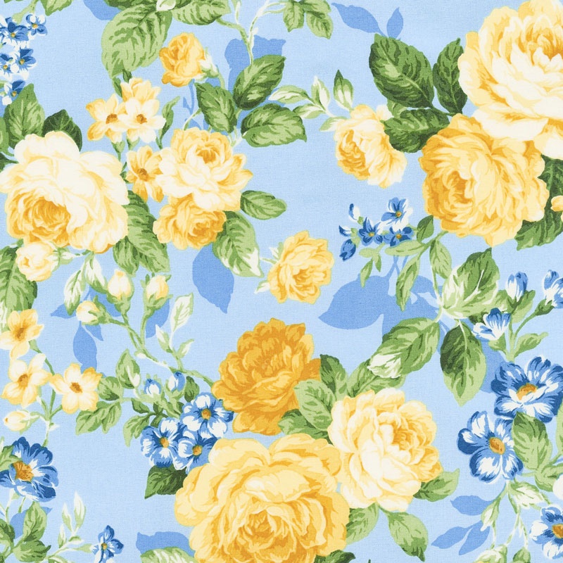 Victoria Gardens - Peace Rose Sky Yardage