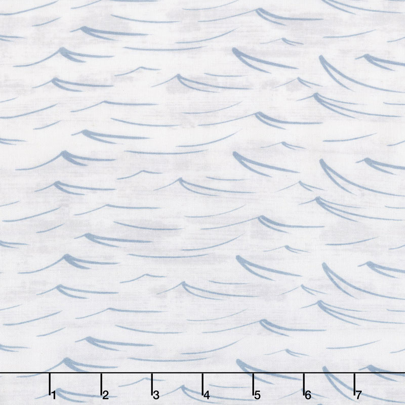 A Day at the Lake - Waves Light Gray Yardage