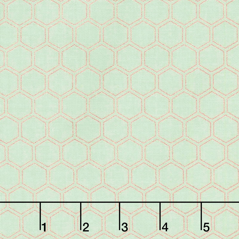 Bliss - Honeycomb Mint with Rose Gold Sparkle Yardage