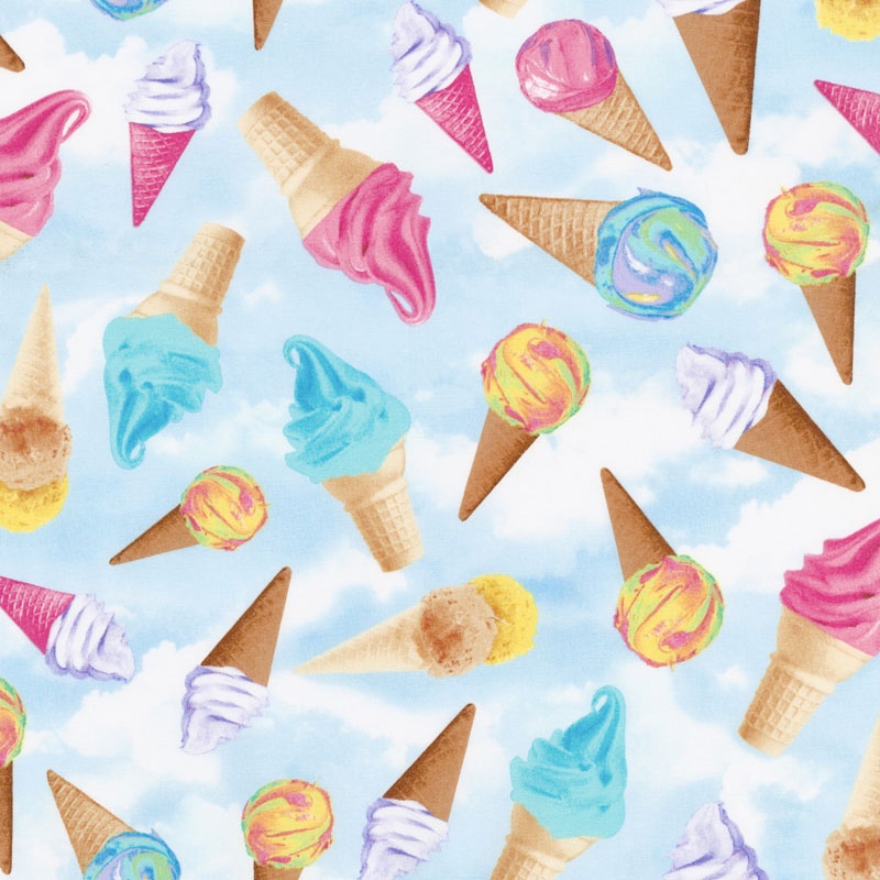 Novelty - Tossed Ice Cream Cones Sky Yardage