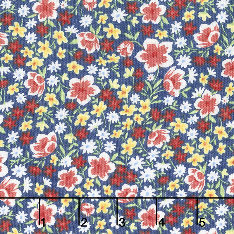Fleurette - Mixed Floral Navy Yardage