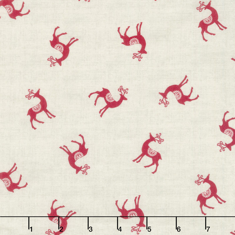 Scandi 5 - Reindeer Cream Red Yardage