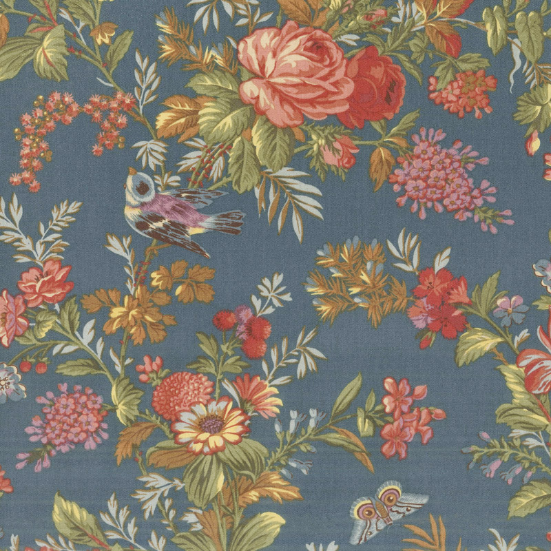 Bed of Roses - Teal Yardage
