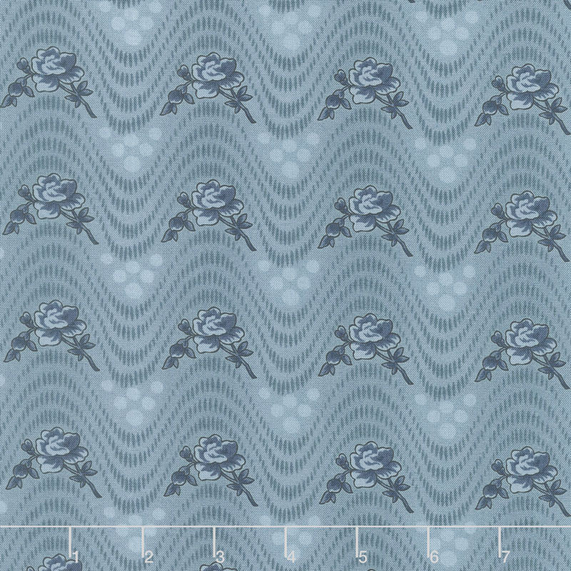 Northport Prints - Wavy Floral Blue Yardage