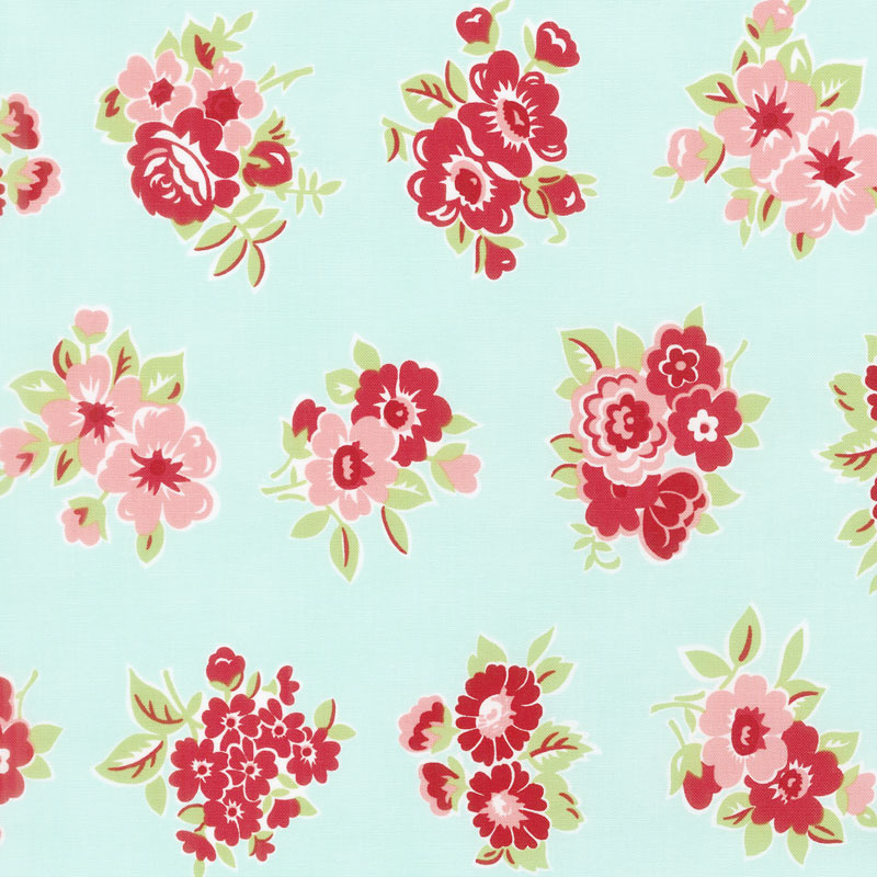 Little Snippets - Marmalade Floral Aqua Yardage