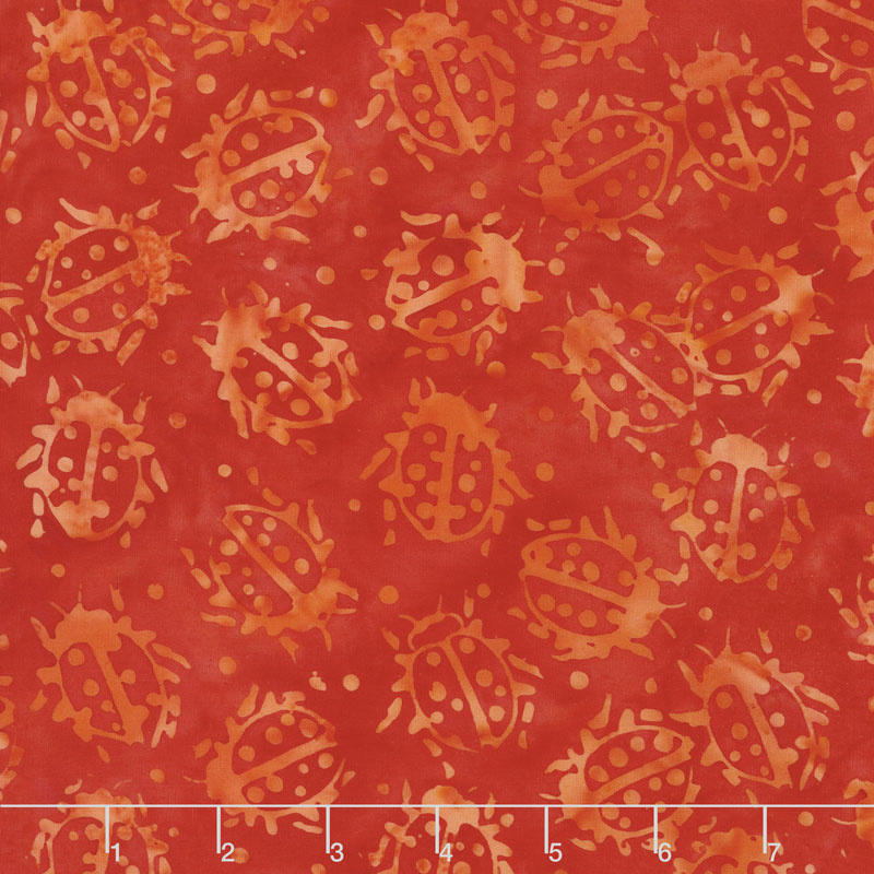 Garden Party Batiks - Ladybug Dark Flame Yardage