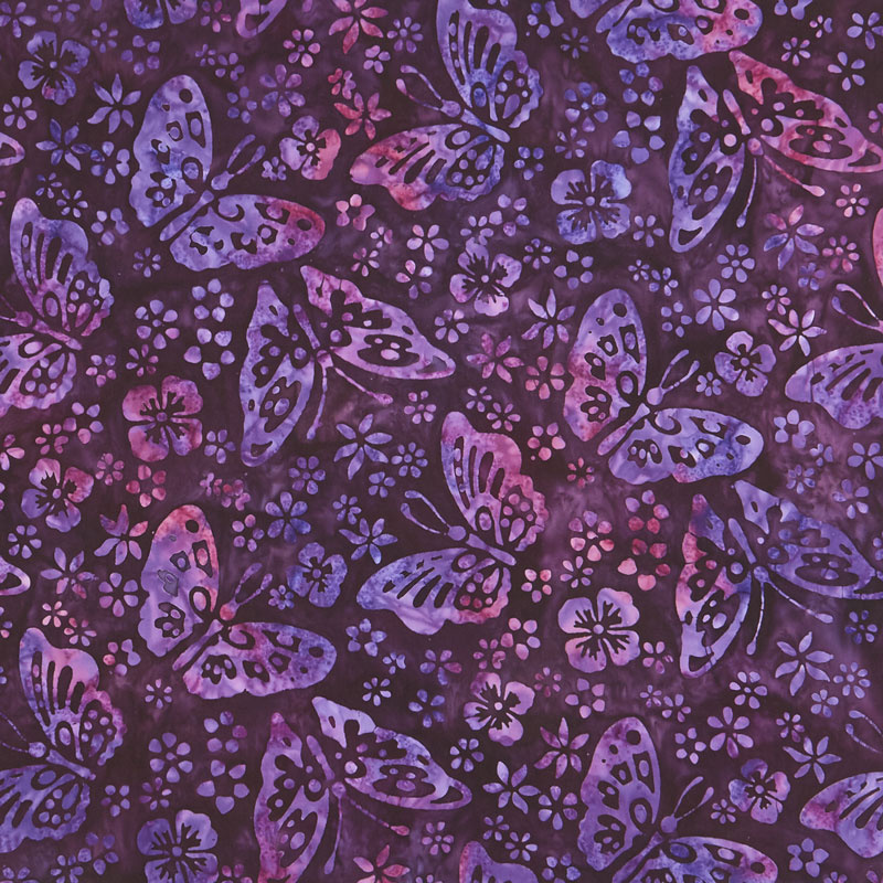 Artisan Batiks - Butterfly Blooms Butterflies Purple Yardage