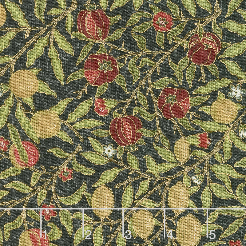 Morris Holiday 1866 - Fruit Ebony Metallic Yardage