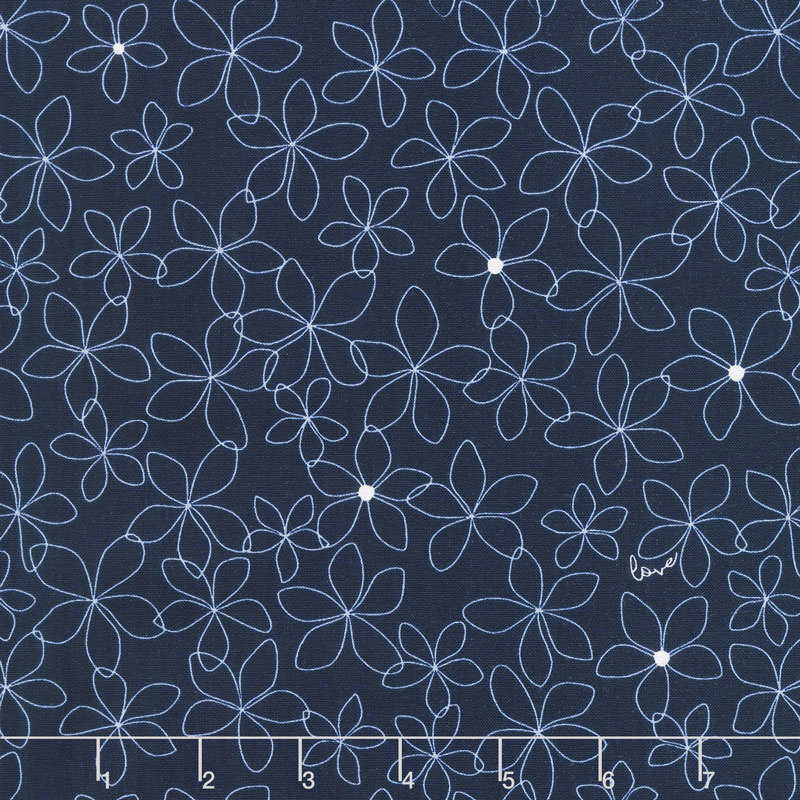 Something Borrowed - Petals Navy Yardage