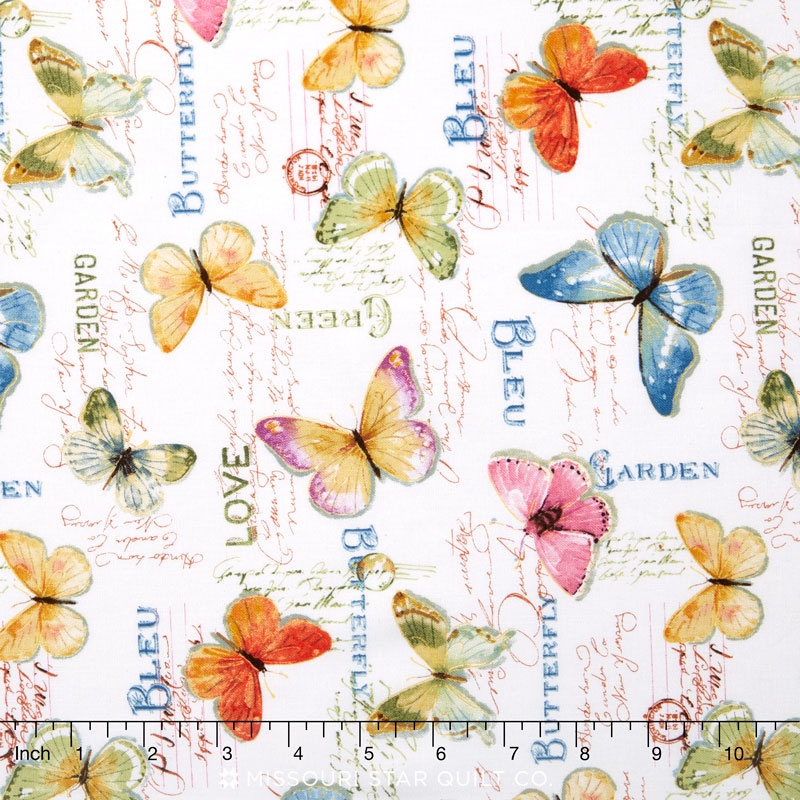 Rainbow Seeds - Butterflies White Yardage