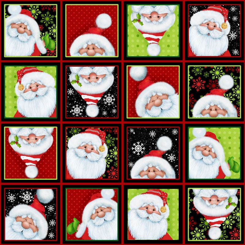 Jolly Ole' St. Nick - Santa Blocks Multi Yardage