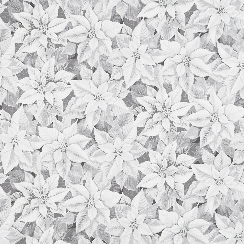 Holiday Flourish 13 - Blue Poinsettias Silver Metallic Yardage