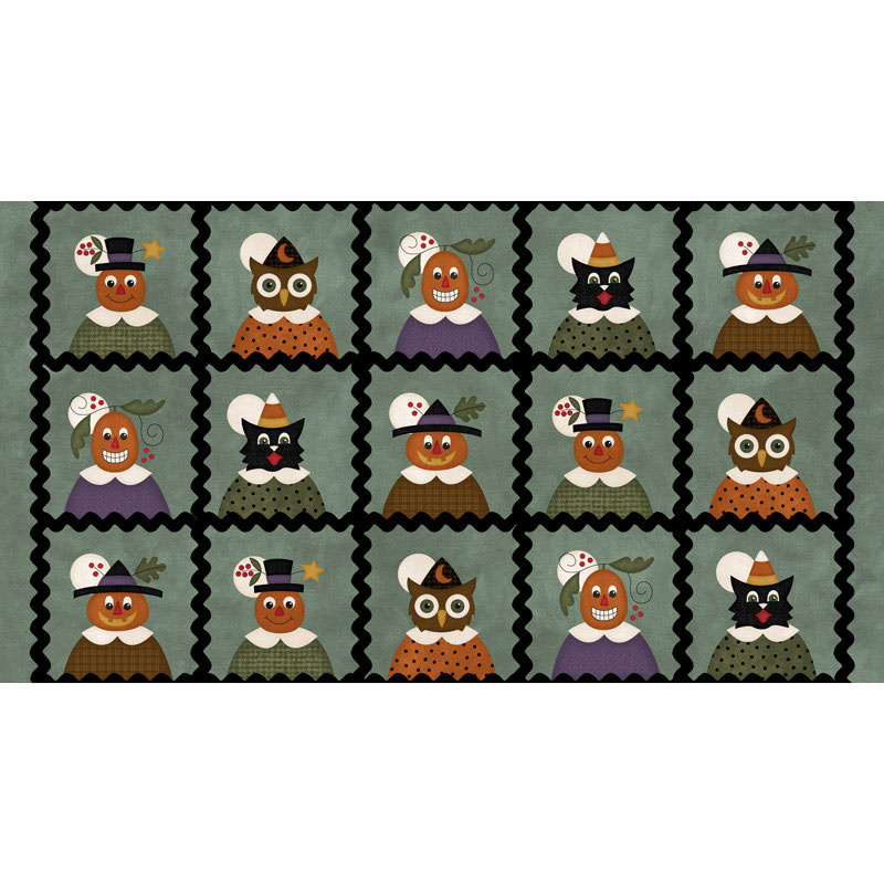 Happy Jacks & Friends - Jack & Friends Squares Soft Teal Flannel Panel