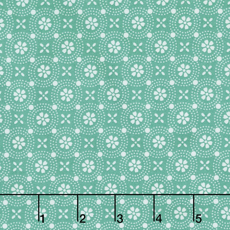 Kimberbell Basics - Dotted Circles Teal Yardage