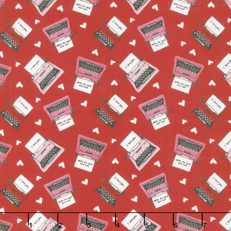 Hello Sweetheart - Typewriter Red Yardage