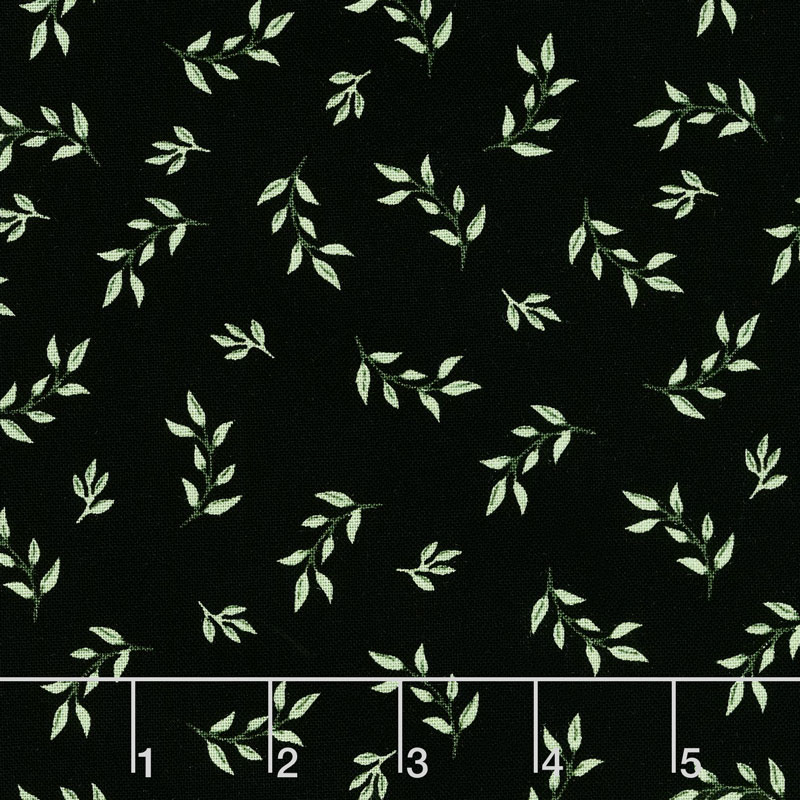 Bliss - Leaves Black Yardage