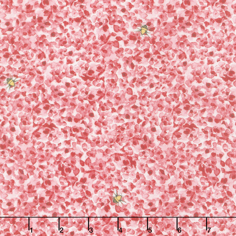 Greenhouse - Bees on Flower Bed Rose Yardage