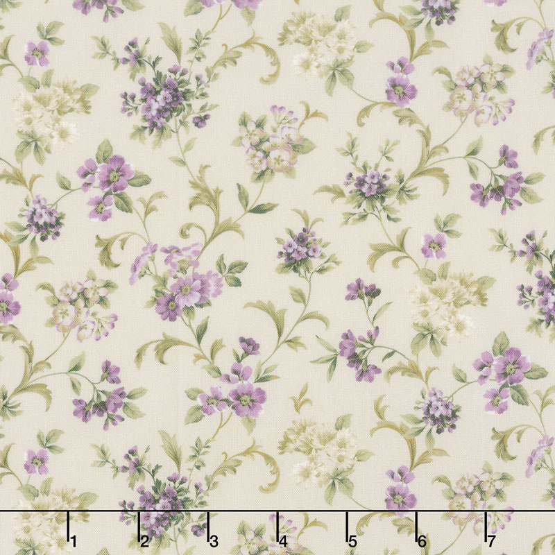 Meredith - Flowers and Vines Ivory Yardage