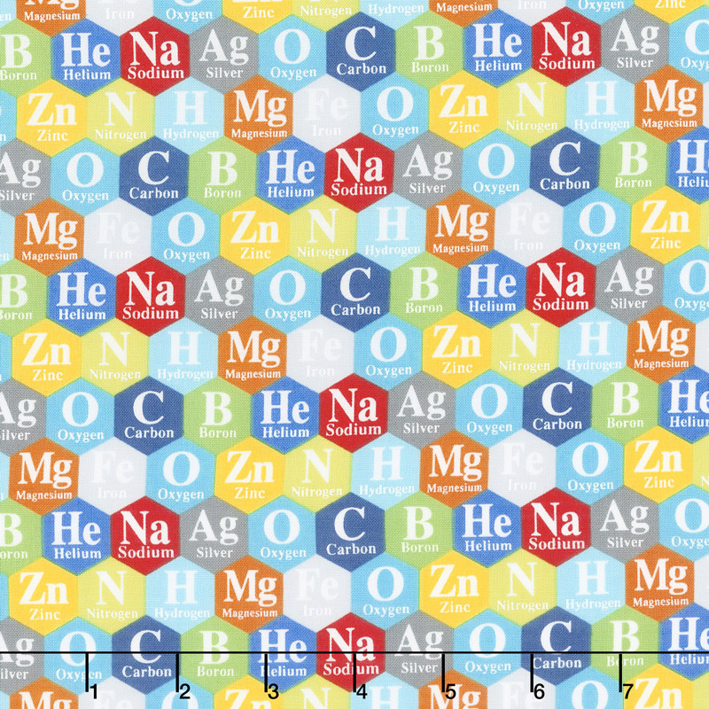 Big Bang - Periodic Hexies Turquoise Multi Yardage