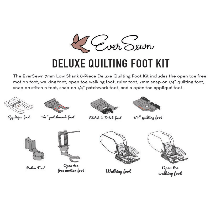 EverSewn Deluxe Quilting Foot Kit 8Piece 7mm SnapOn Low EverS...