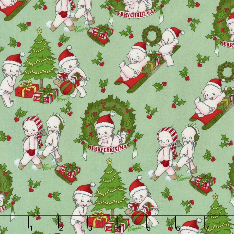 Kewpie Christmas - Christmas Main Green Yardage