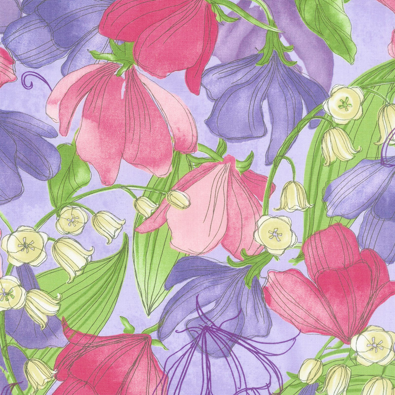 Sweet Pea & Lily - Sweet Peas Lavender Yardage