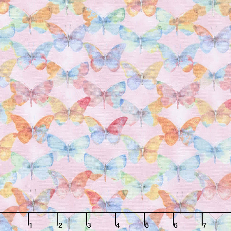 Papillon Parade - Tonal Butterfly Pink Yardage