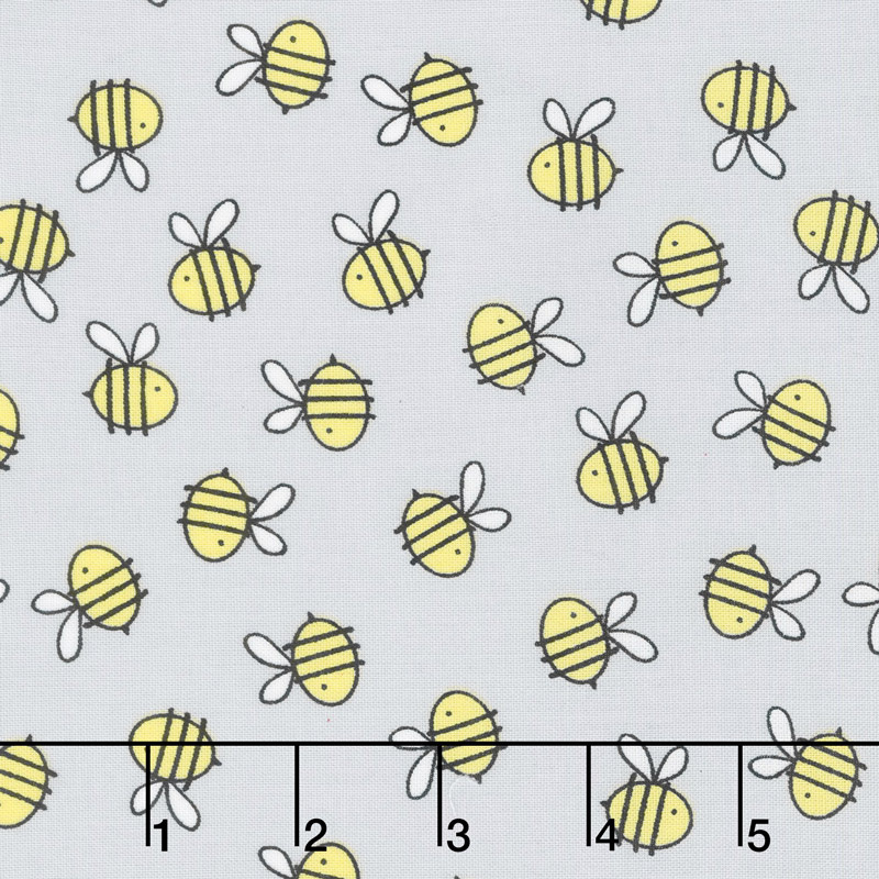 Little Sunshine - Bees Allover Gray Yardage