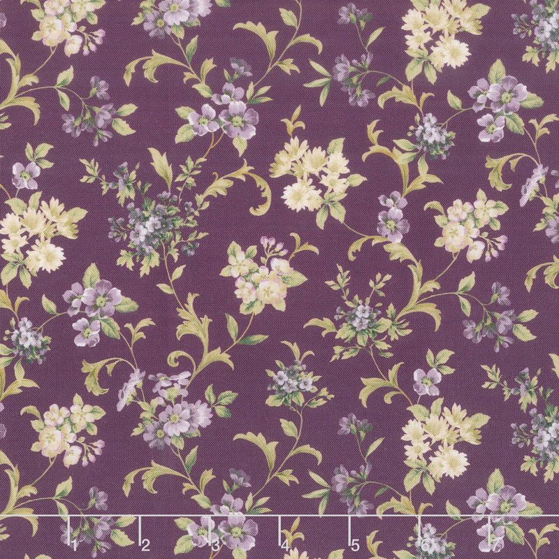 Meredith - Flowers and Vines Plum Yardage