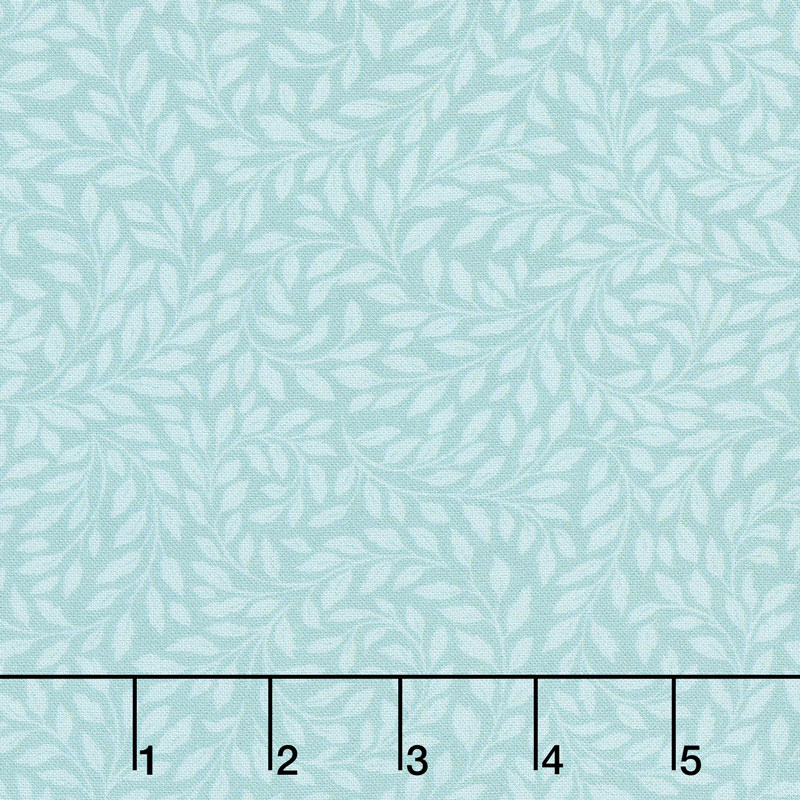 Alphonse Mucha - Leaves Blue Digitally Printed Yardage