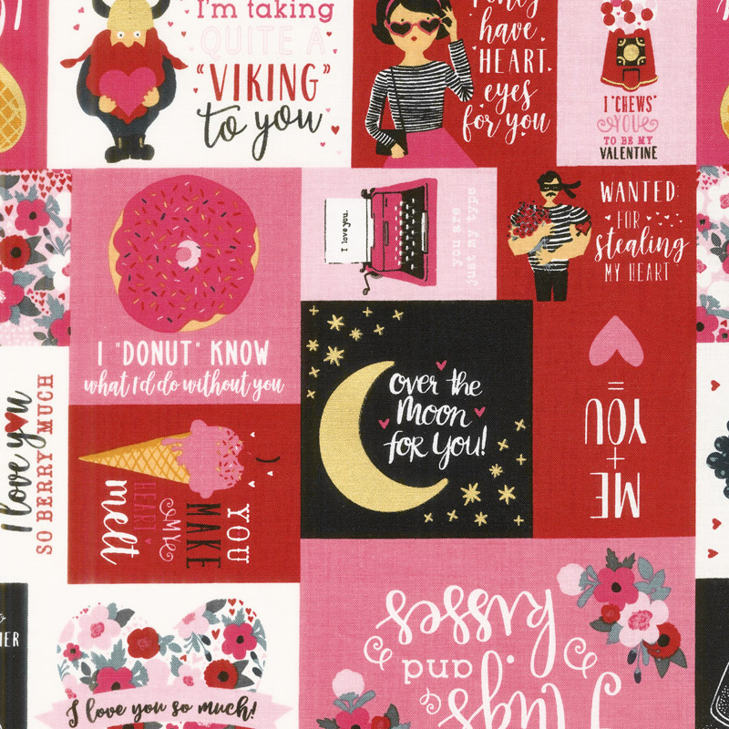 Hello Sweetheart - Main Black with Gold Sparkle Yardage