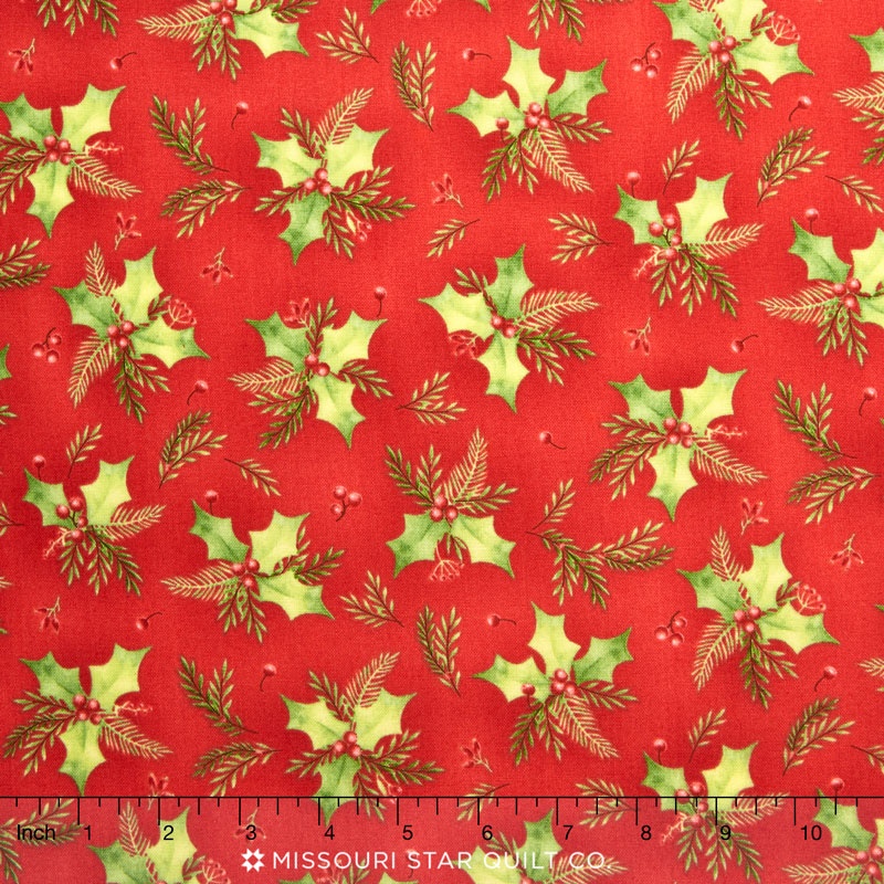 Songbird Christmas - Holly Red Yardage