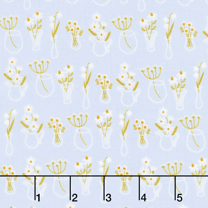Wild Bouquet - Vases Blue Yardage
