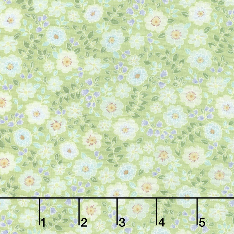Garden Delights ll - Garden Blooms Green Yardage