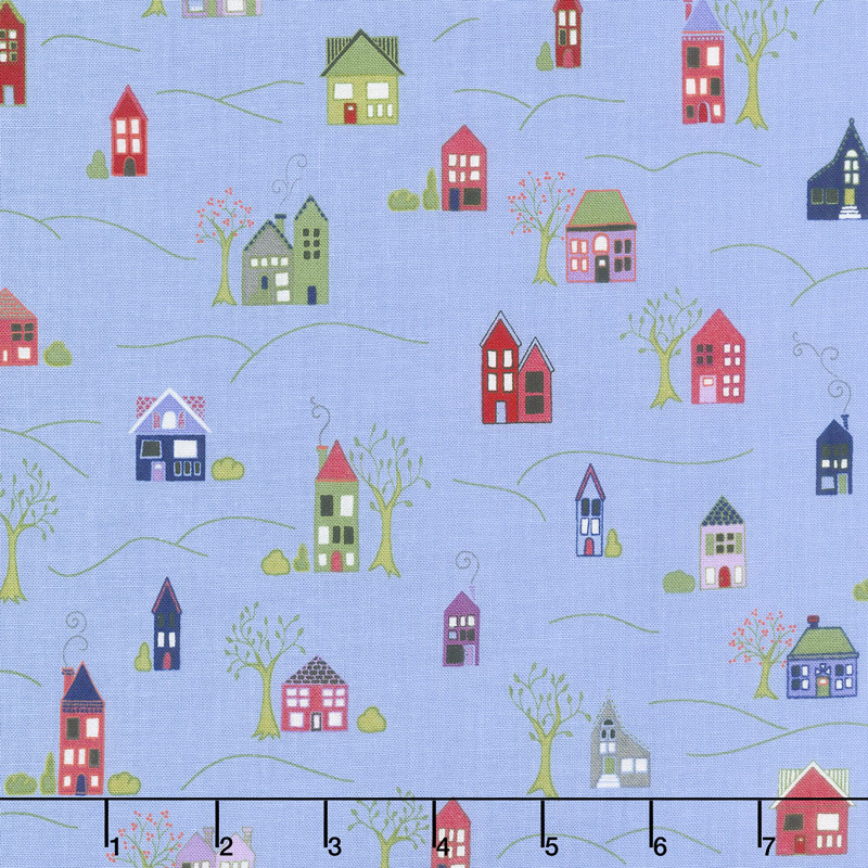 Home Again - Houses Blue Yardage