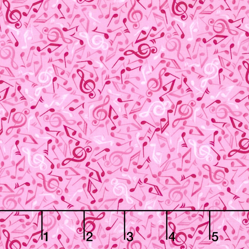 Bella-rina - Tonal Music Notes Pink Yardage