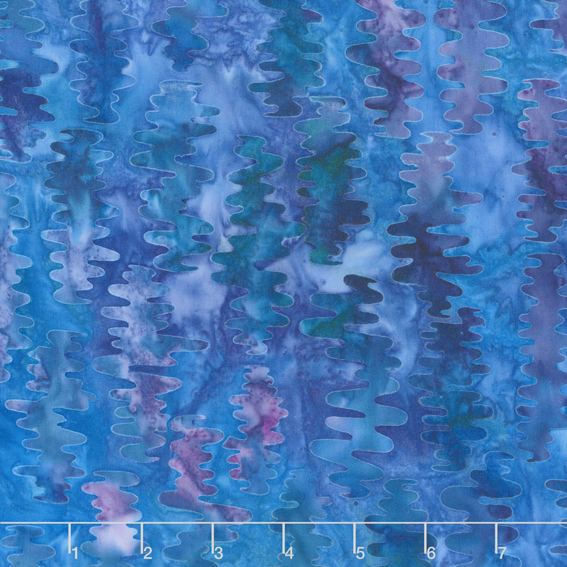 Artisan Batiks - Fancy Feathers 3 Squiggles Peacock Yardage