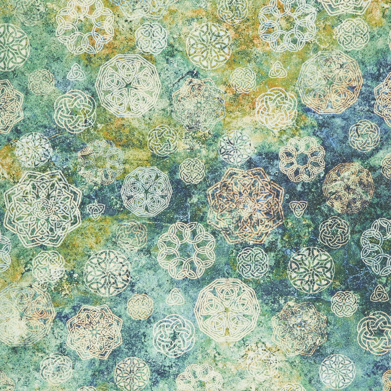 Stonehenge - Solstice Celtic Medallions Teal Yardage