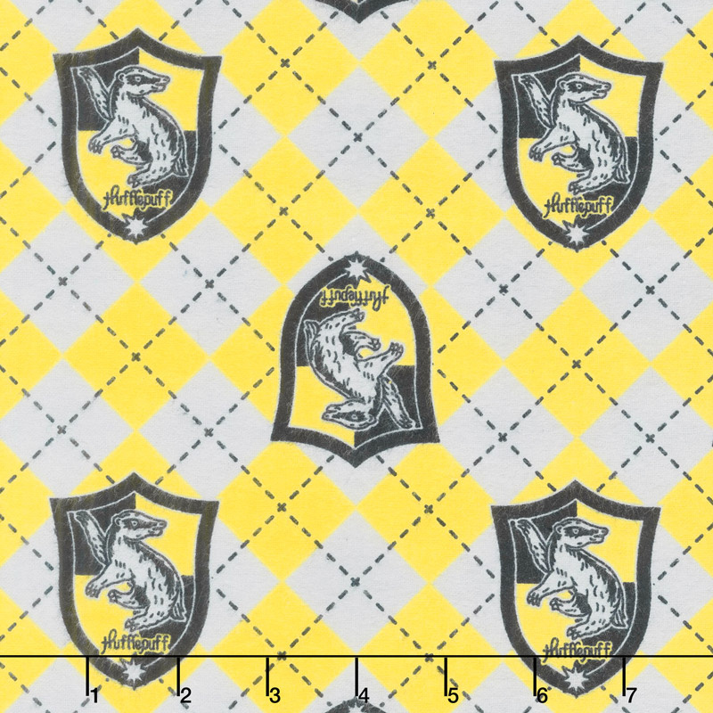 Wizarding World - Harry Potter Argyle Hufflepuff Crest Flannel Yardage