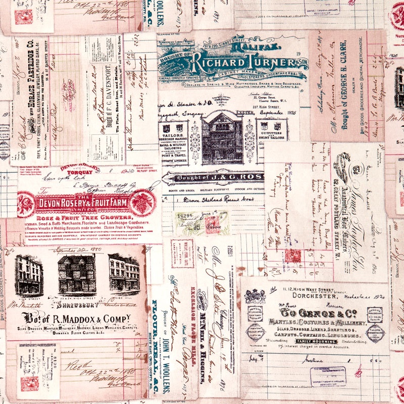 Eclectic Element - Dapper Vintage Receipts Multi Yardage