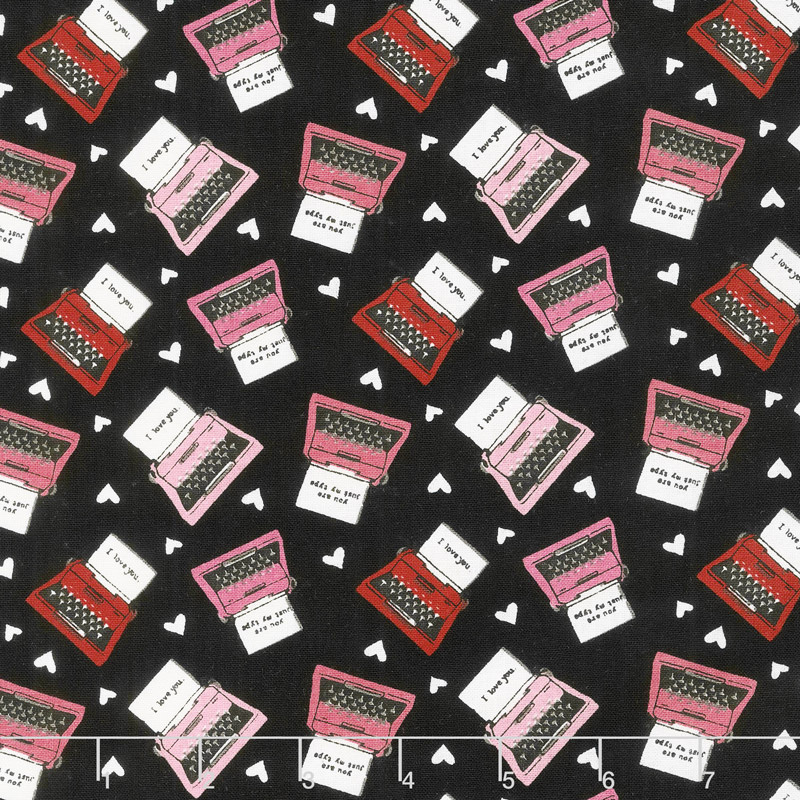 Hello Sweetheart - Typewriter Black Yardage