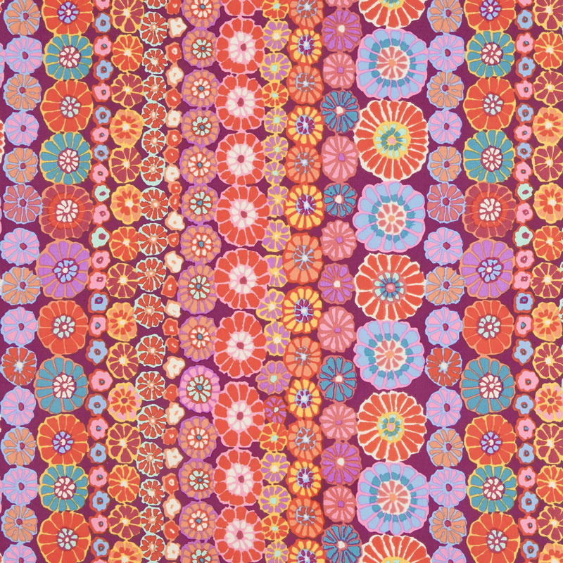 Kaffe Fassett Collective Fall 2018 - Night Row Flowers Red Yardage