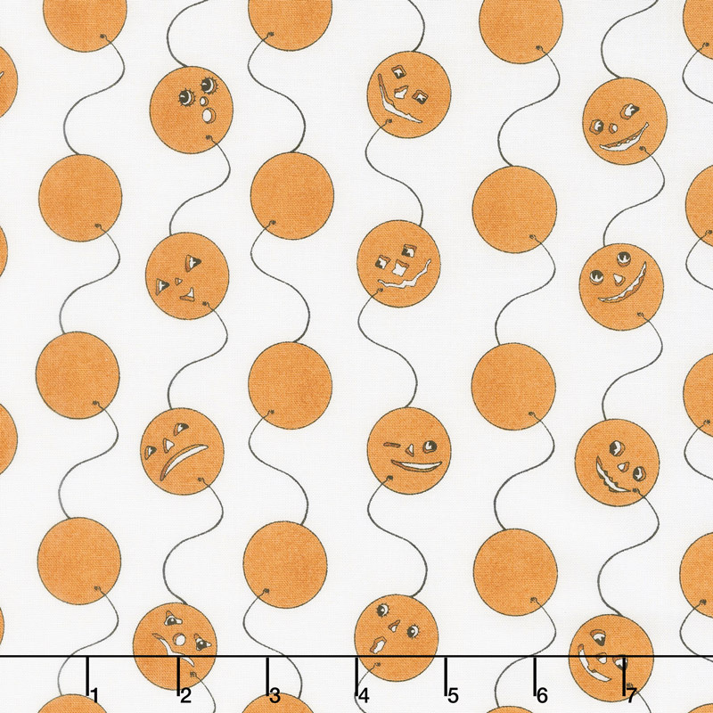Costume Maker's Ball - Jack-O-Lantern Balloons Cream Yardage