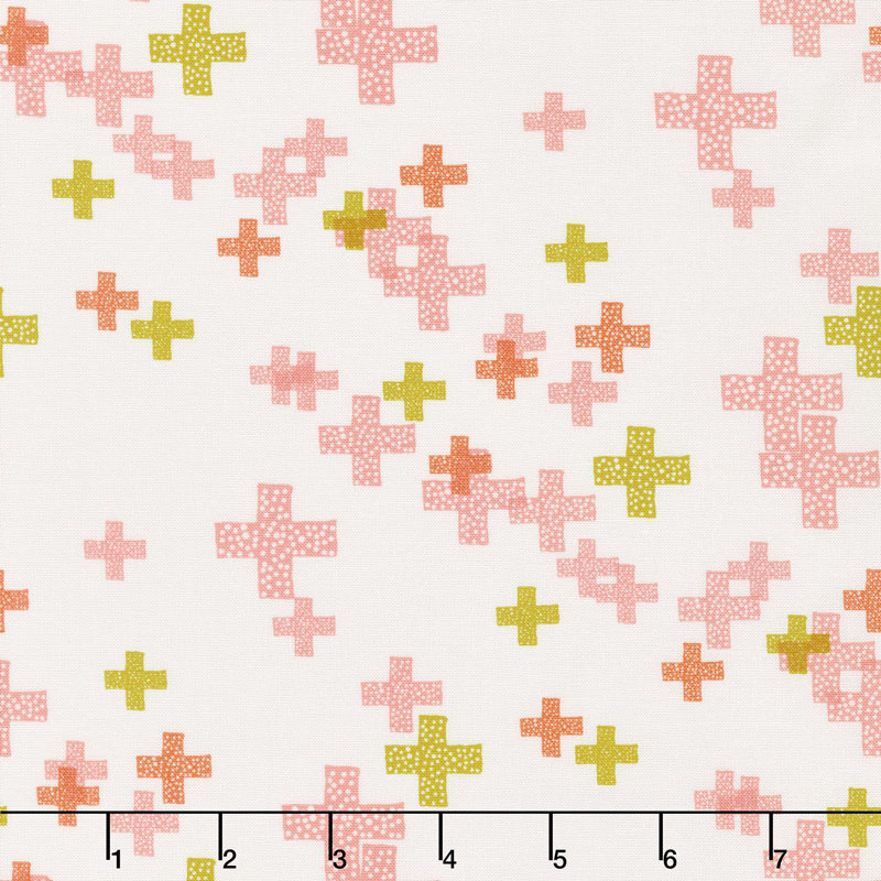 Modern Backgrounds Colorbox - Pluses Fog Peach Blossom Yardage