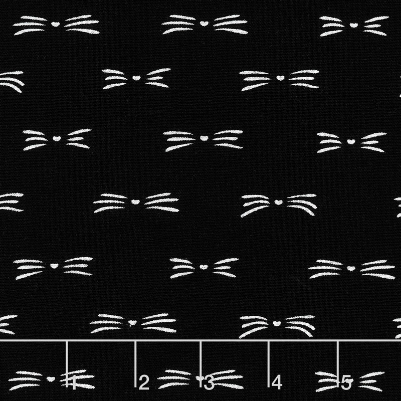 Cat Happy - Whiskers Black Yardage
